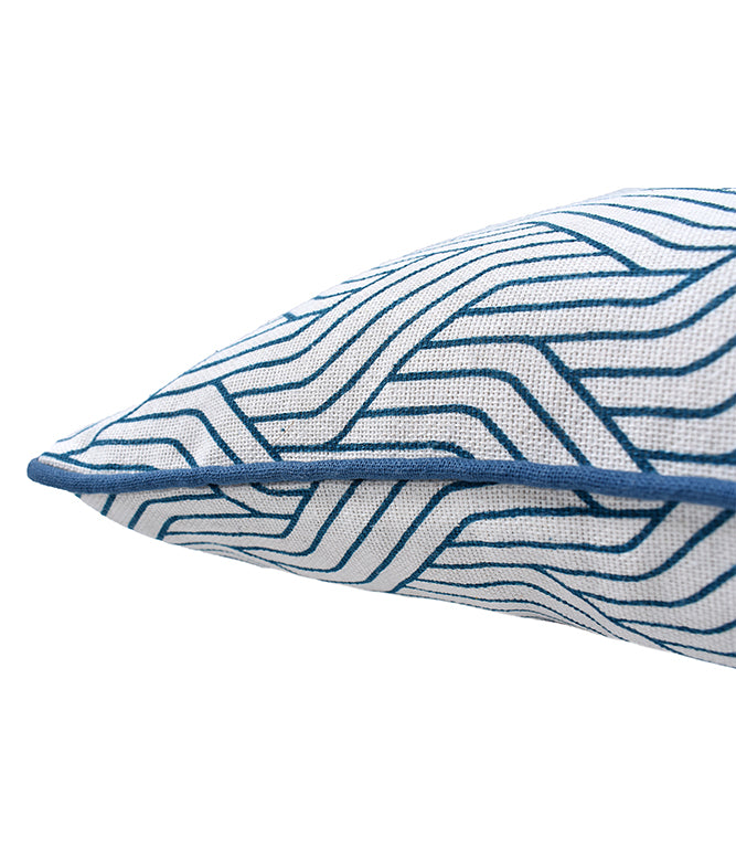 Teal Harmony Lumbar Printed Cushion cover - set of 2 - TGW