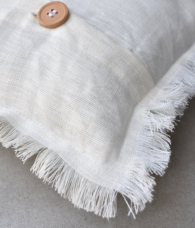 "Fringe Luxe" Linen Cushion Collection - Serene Ivory
