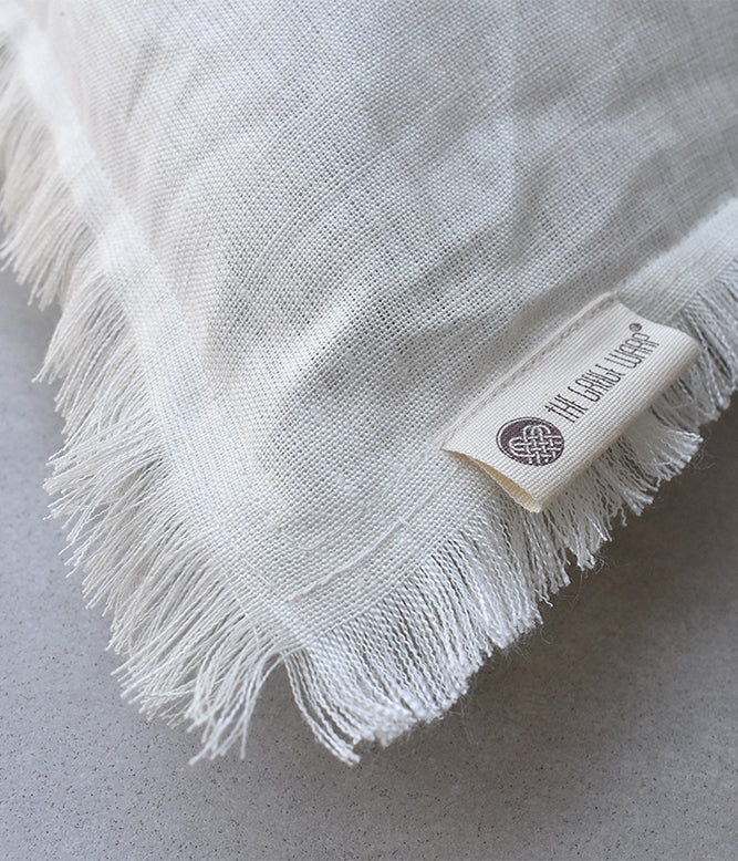 "Fringe Luxe" Linen Cushion Collection - Serene Ivory