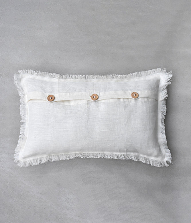 "Fringe Luxe" Linen Cushion Collection - Serene Ivory