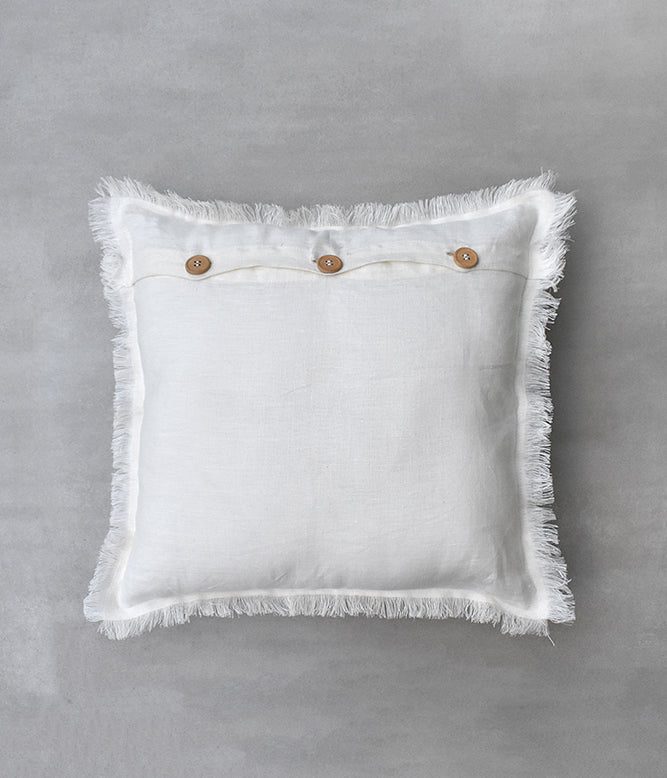 "Fringe Luxe" Linen Cushion Collection - Serene Ivory