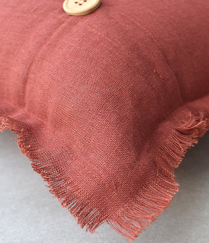 "Fringe Luxe" Linen Cushion Collection -  Modern Maroon