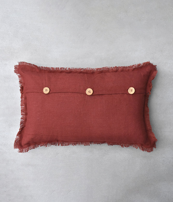 "Fringe Luxe" Linen Cushion Collection -  Modern Maroon