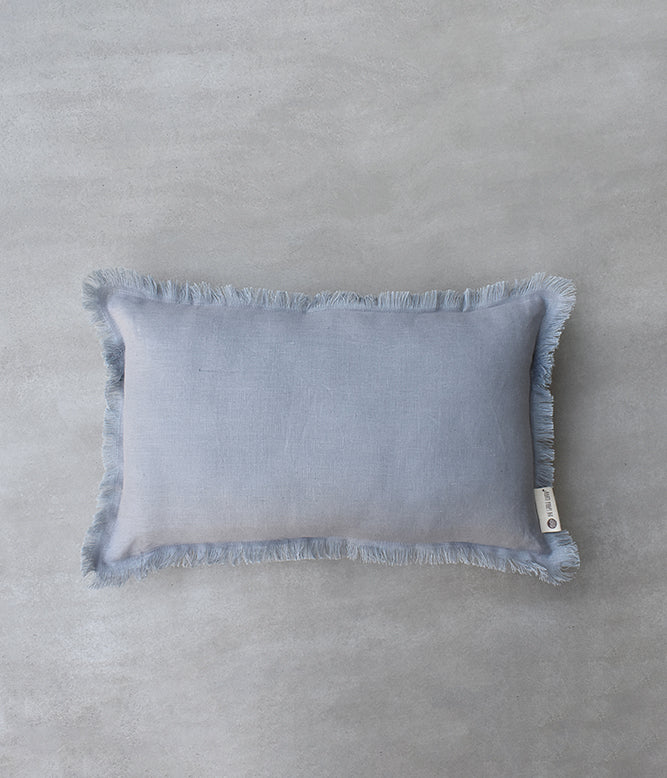 "Fringe Luxe" Linen Cushion Collection - Rich Grey