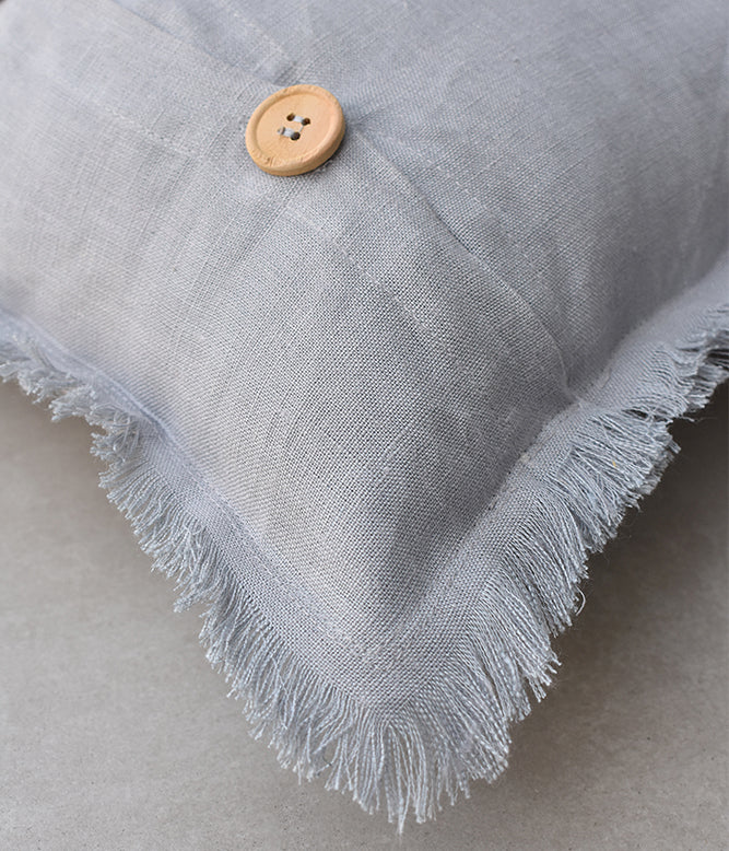 "Fringe Luxe" Linen Cushion Collection - Rich Grey