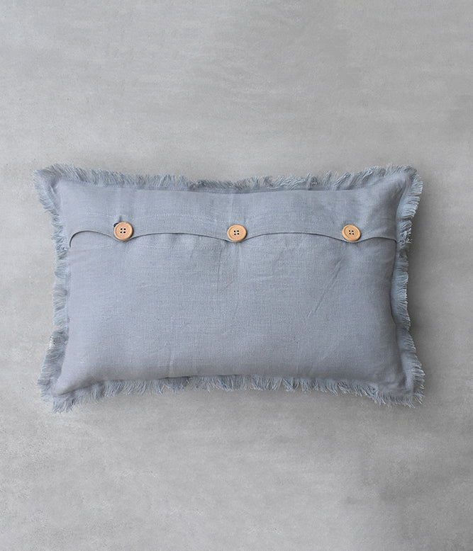 "Fringe Luxe" Linen Cushion Collection - Rich Grey