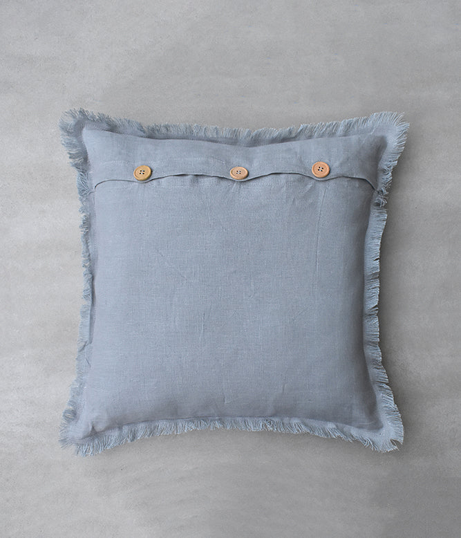 "Fringe Luxe" Linen Cushion Collection - Rich Grey