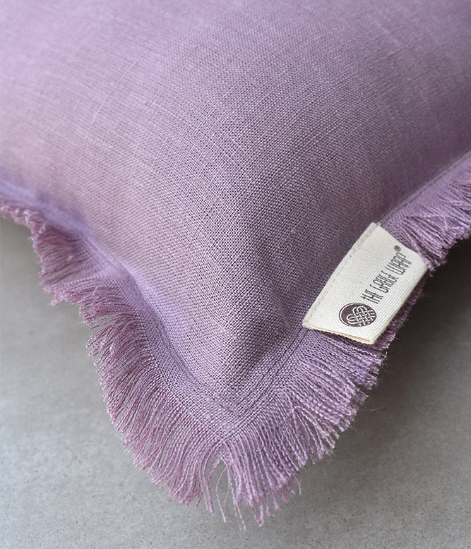 "Fringe Luxe" Linen Cushion Collection - Relaxing Lavender