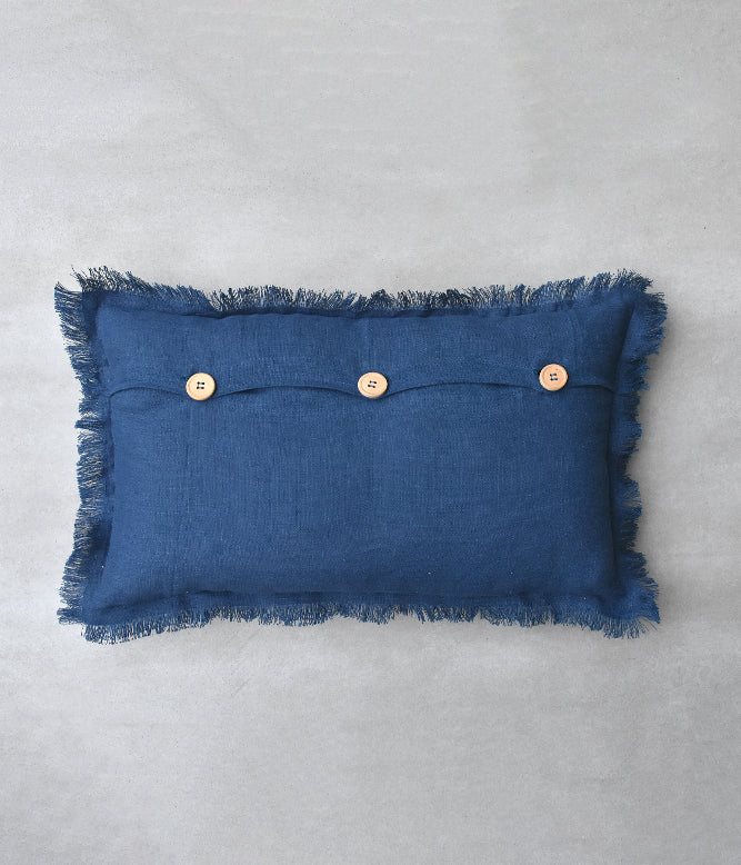"Fringe Luxe" Linen Cushion Collection - Navy Vibes