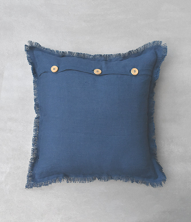 "Fringe Luxe" Linen Cushion Collection - Navy Vibes