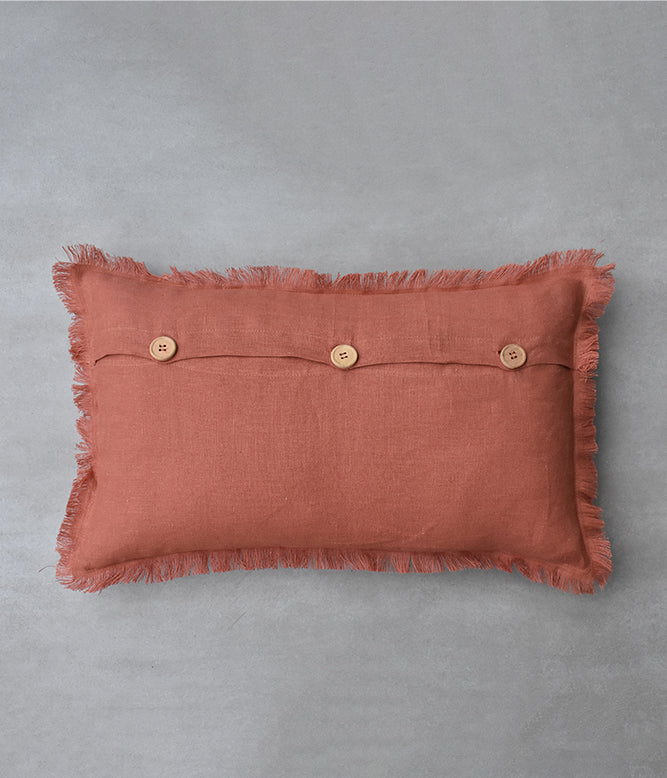 "Fringe Luxe" Linen Cushion Collection - Peachy Orange