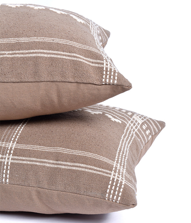 Strip Geometry Cushion Cover (Beige)