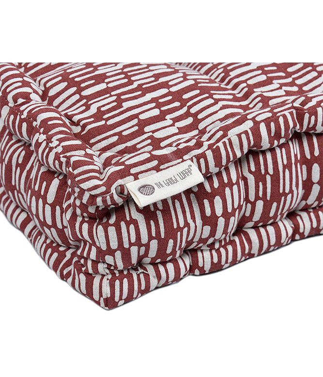 Abstract Geo Floor Bed Mattress (Maroon & White)