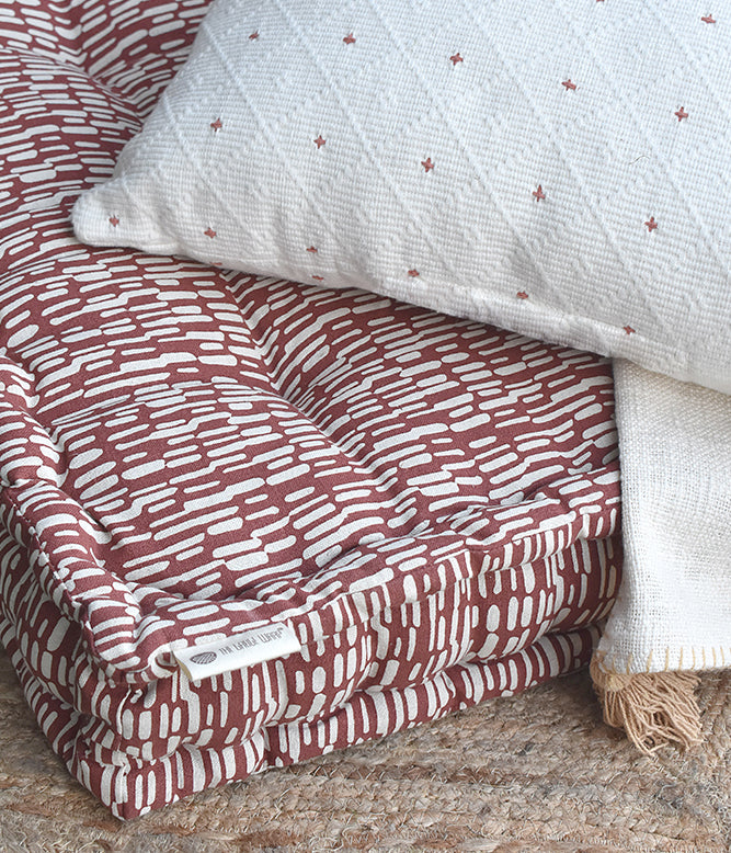 Abstract Geo Floor Bed Mattress (Maroon & White)