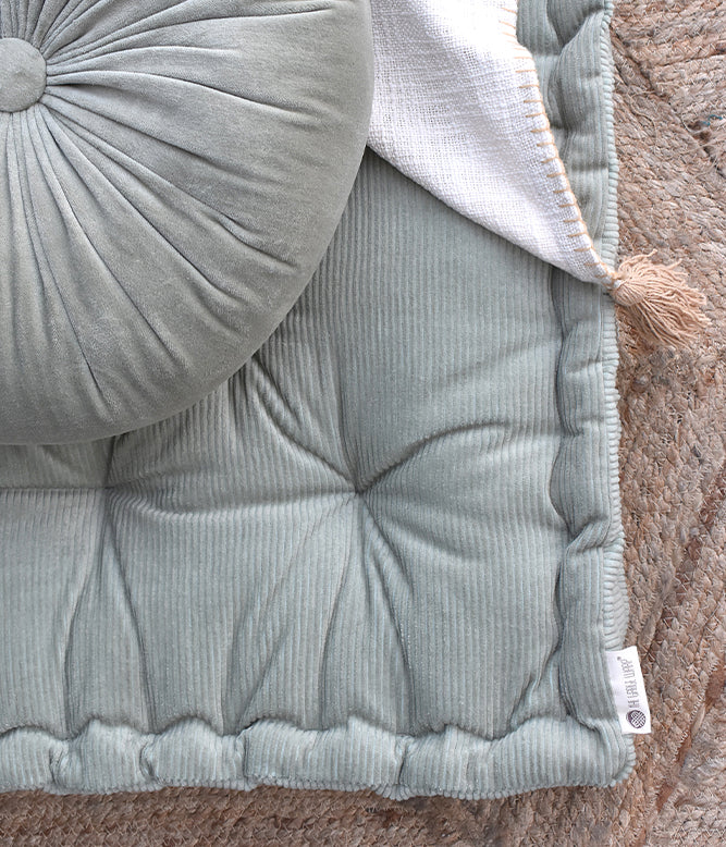 Pistachio Green Corduroy Floor Bed Mattress