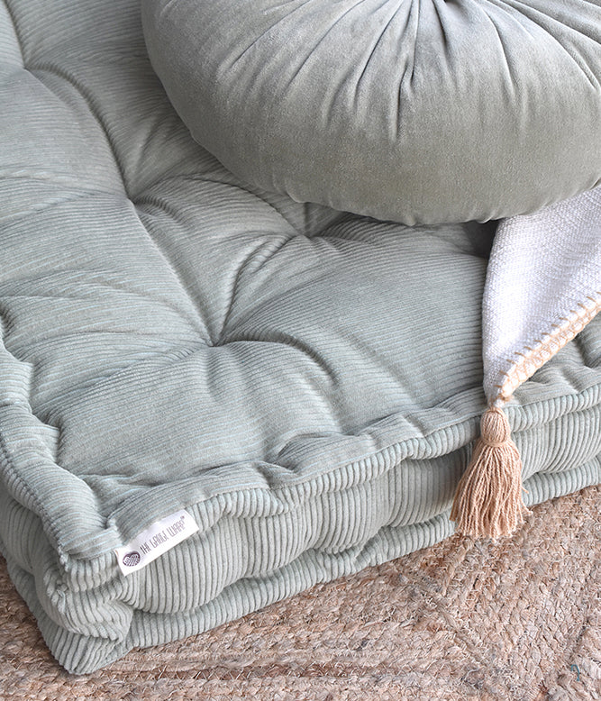 Pistachio Green Corduroy Floor Bed Mattress