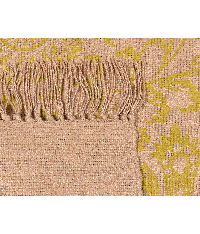 Floral Printed Jute Rug (Ocre) - TGW