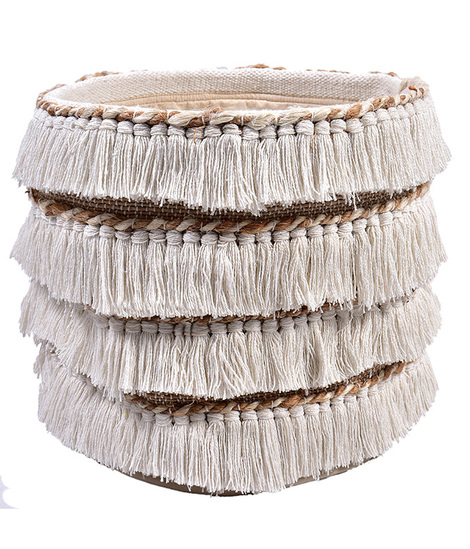 Harmony Fringe Basket Natural (Set Of 2) - TGW