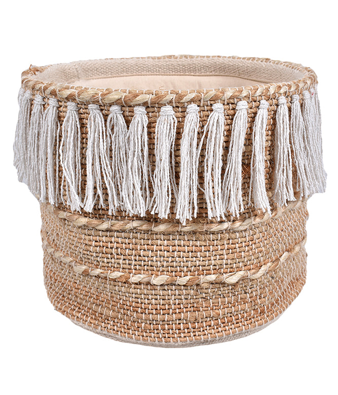 Harmony Fringe Basket Natural (Set Of 2) - TGW