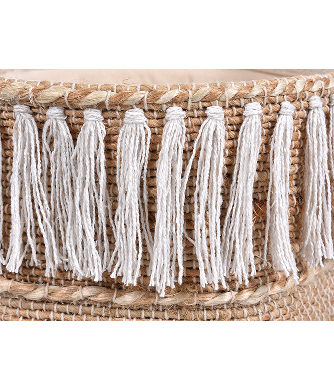 Harmony Fringe Basket Natural (Set Of 2) - TGW