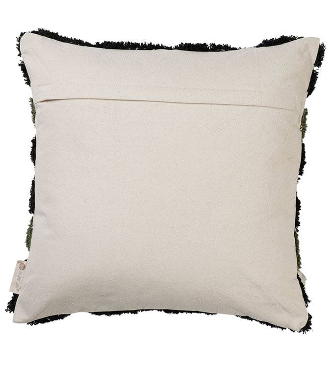 Bohemian Geo Shag Cushion Cover (Black-Olive) - TGW