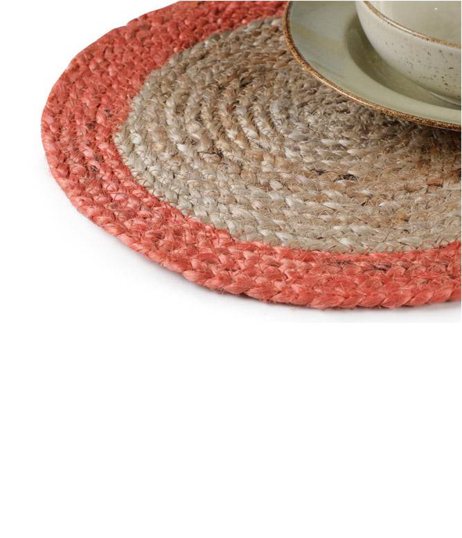 Bordered Placemat cum Trivet Pack of 1 (Orange) - TGW