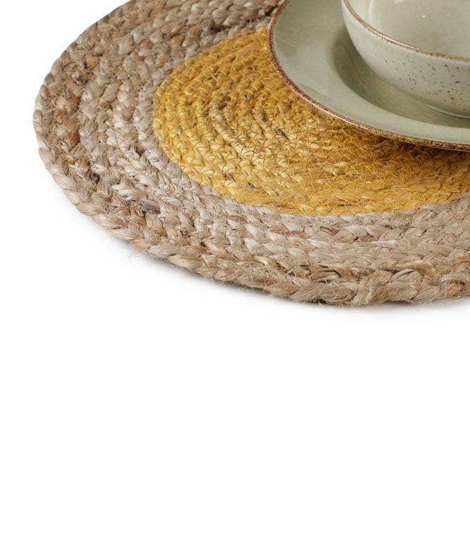 Centre Dyed Placemat cum Trivet Pack of 1 (Ocre) - TGW