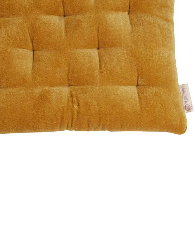 Colour Blocking Velvet Chairpad (Ocre) - TGW