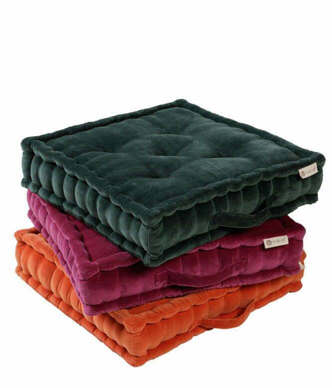 Colour Blocking Velvet Floor Cushion (Purple) - TGW