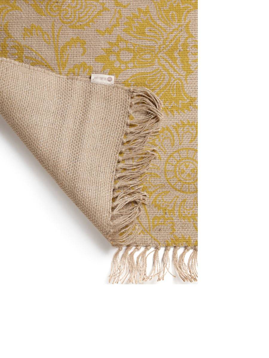 Floral Printed Jute Rug (Ocre) - TGW