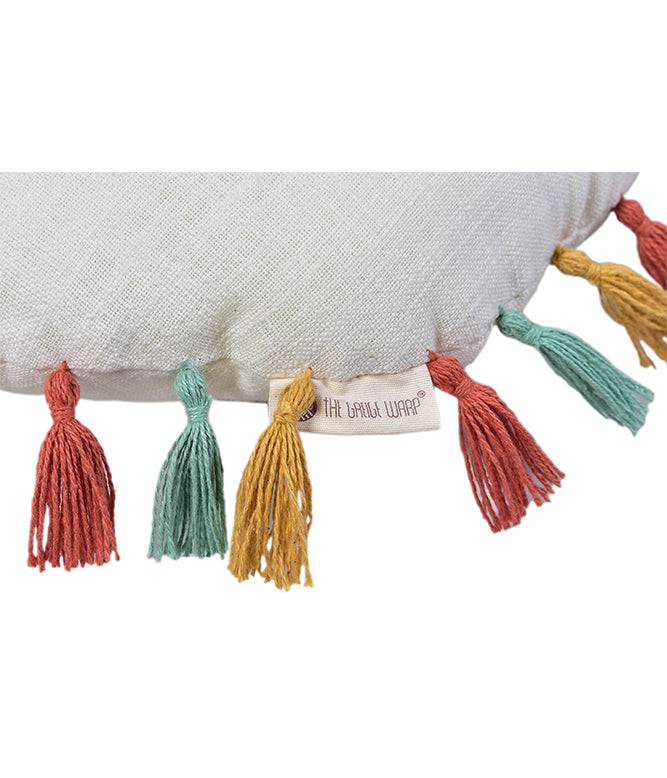 JOYFUL MINI TASSEL ROUND CUSHION – SERENE IVORY - TGW