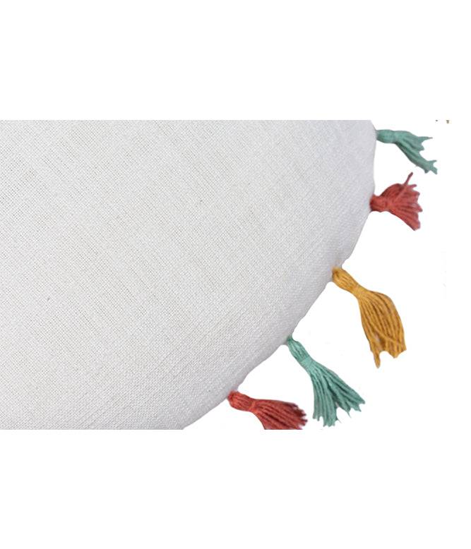 JOYFUL MINI TASSEL ROUND CUSHION – SERENE IVORY - TGW
