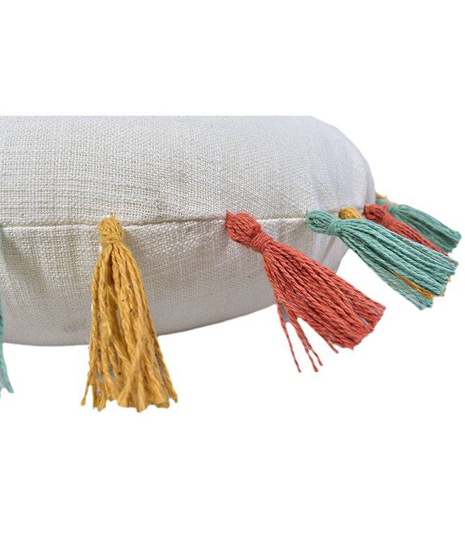 JOYFUL MINI TASSEL ROUND CUSHION – SERENE IVORY - TGW