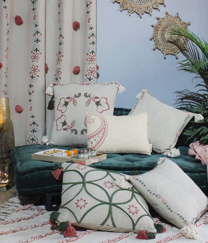 Ruhe Embroidered Cushion Cover - TGW