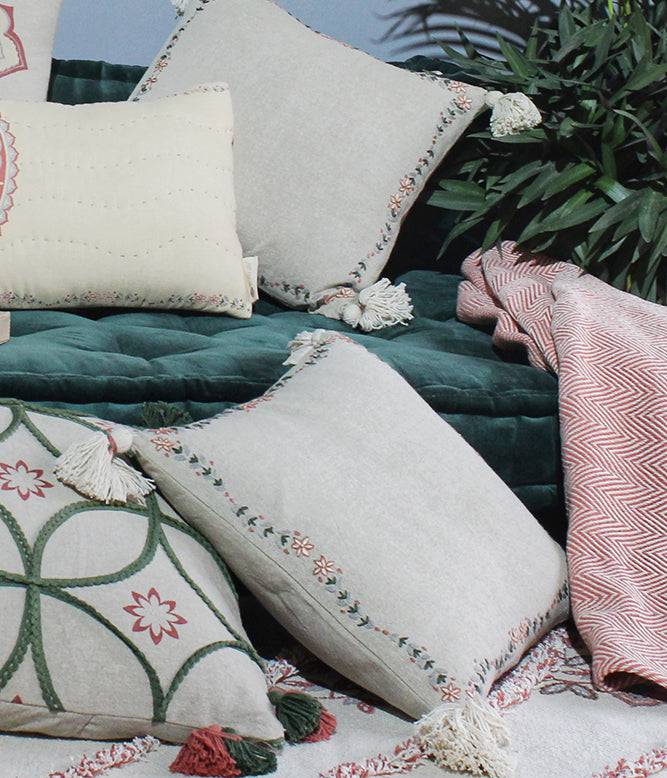 Ruhe Embroidered Cushion Cover - TGW