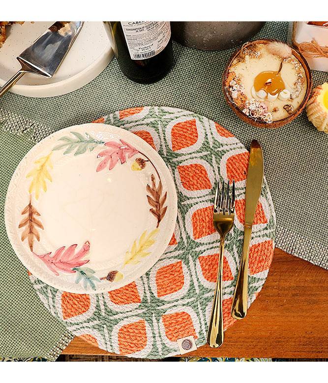Sage Tangerine Round Mat- Set of 2 - TGW