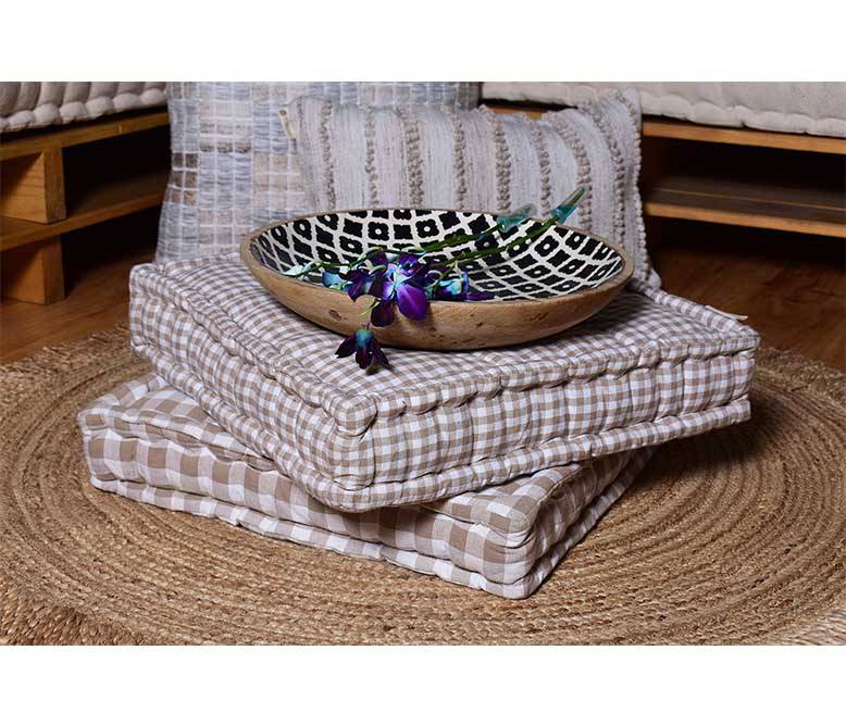 WOVEN BOLD CHECK FLOOR CUSHION - TGW