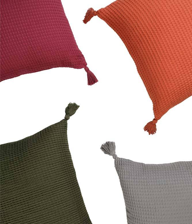 Woven Waffle Cushion Cover (Grey) - TGW