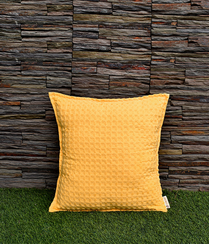 Waffle Cushion Cover - Yolk Yellow (Set of 2)