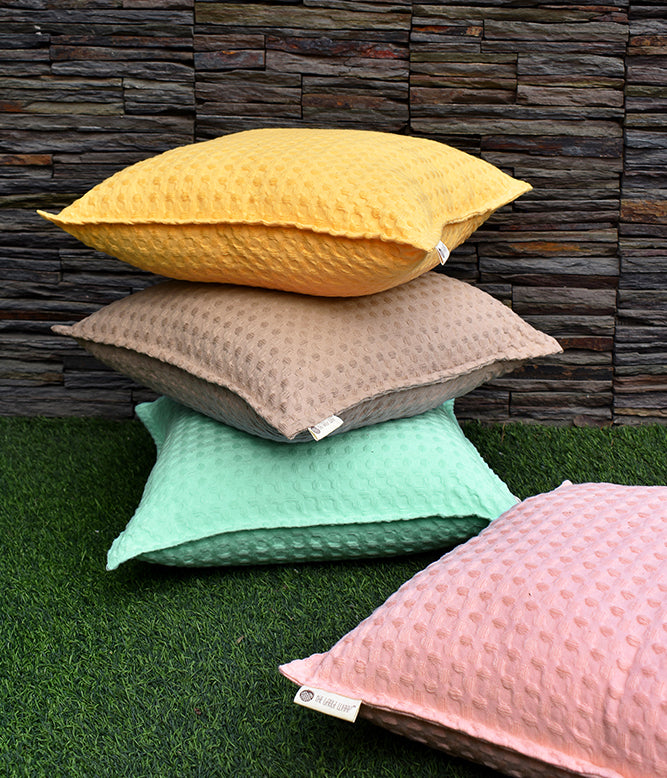 Waffle Cushion Cover - Oatmeal Beige (Set of 2)