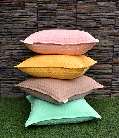 Waffle Cushion Cover - Yolk Yellow