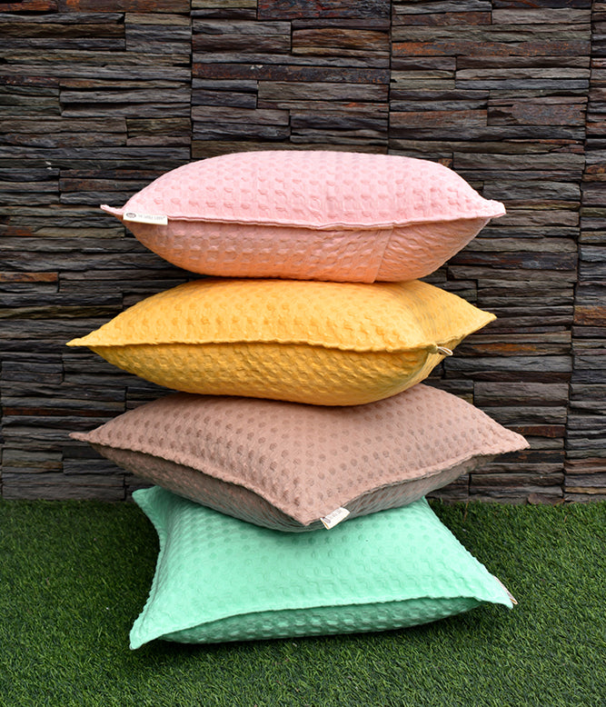 Waffle Cushion Cover - Yolk Yellow (Set of 2)