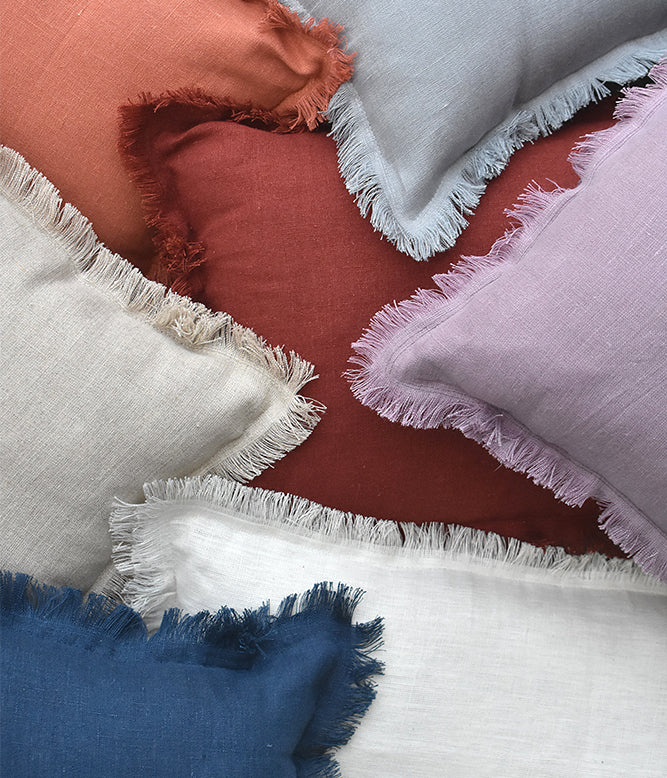 &quot;Fringe Luxe&quot; Linen Cushion Collection - Serene Ivory