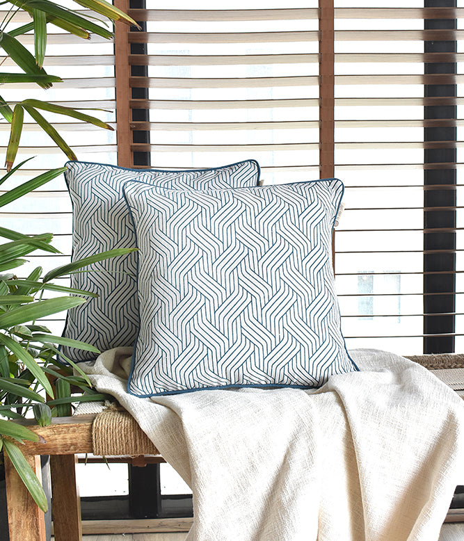 Teal Harmony Printed Cushion Cover- set of 2