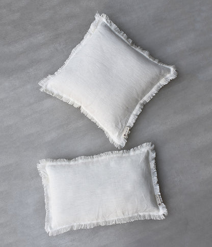 &quot;Fringe Luxe&quot; Linen Cushion Collection - Serene Ivory