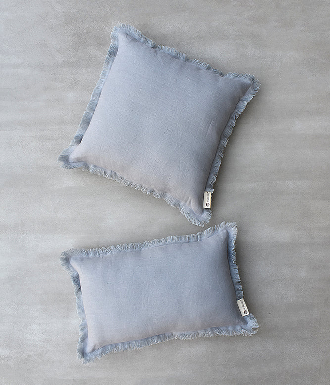 "Fringe Luxe" Linen Cushion Collection - Rich Grey