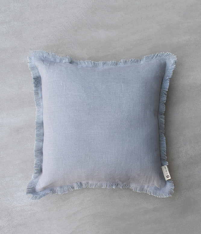 "Fringe Luxe" Linen Cushion Collection - Rich Grey