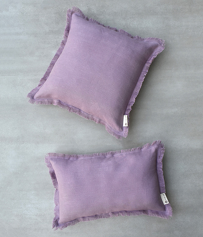 "Fringe Luxe" Linen Cushion Collection - Relaxing Lavender