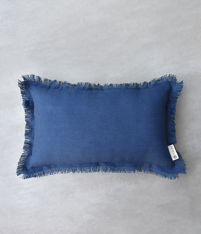 &quot;Fringe Luxe&quot; Linen Cushion Collection - Navy Vibes