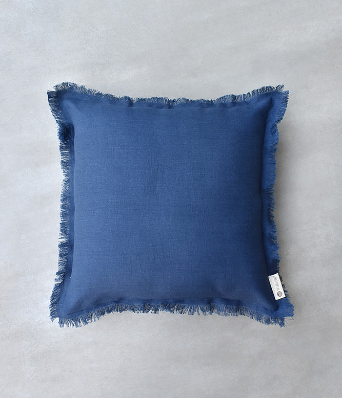 &quot;Fringe Luxe&quot; Linen Cushion Collection - Navy Vibes